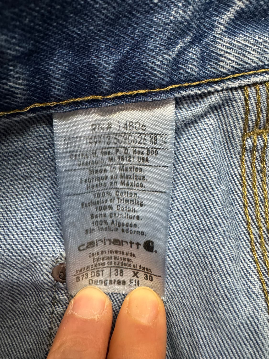 칼하트 B73 DST 데님 더블니 워크팬츠 상품이미지5