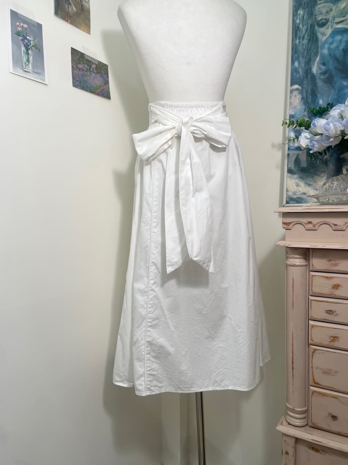white back bow cotton a-line banding ski 상품이미지4