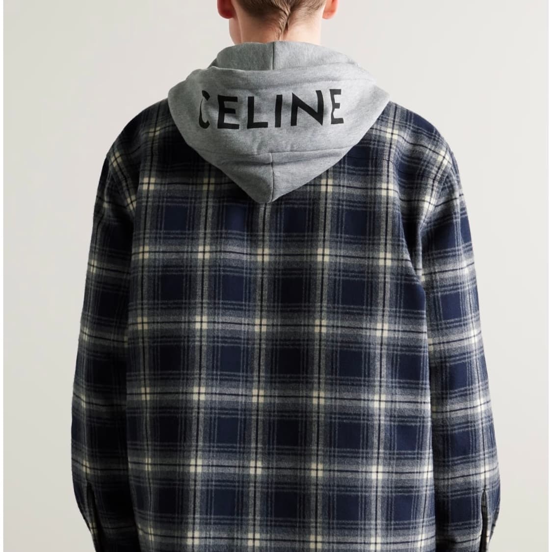 [S+급/오버핏44] 셀린느 체크 코튼 후드 오버셔츠 자켓 상품이미지8