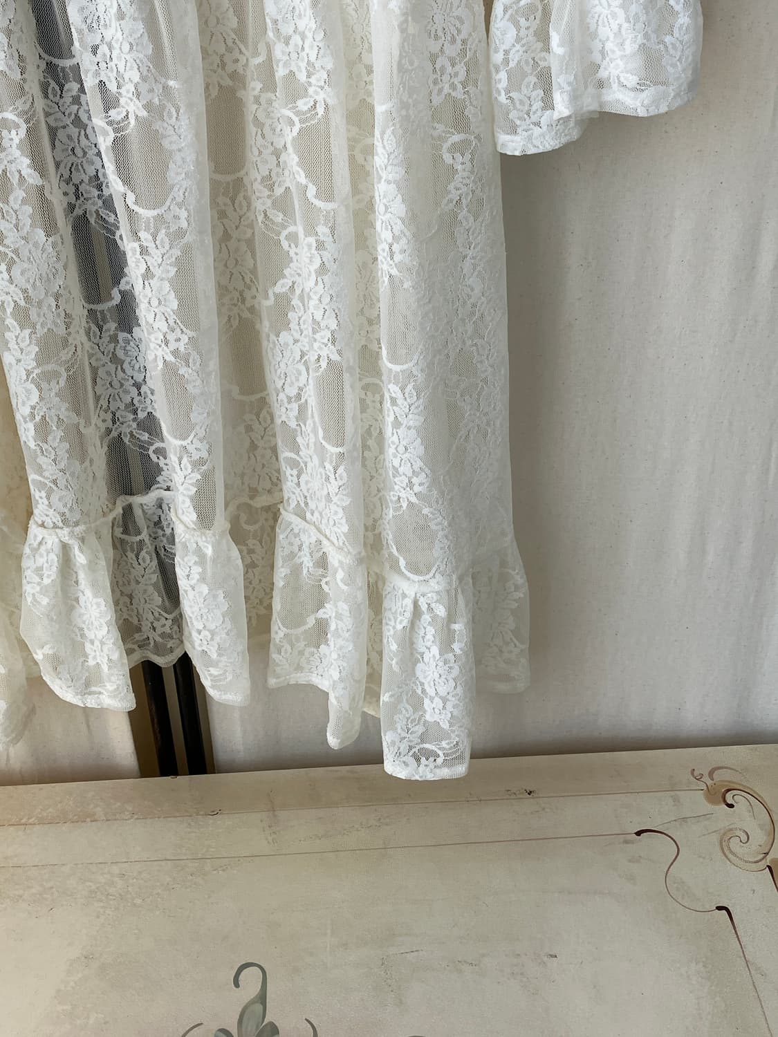 ivory flower lace sheer layered blouse 상품이미지8
