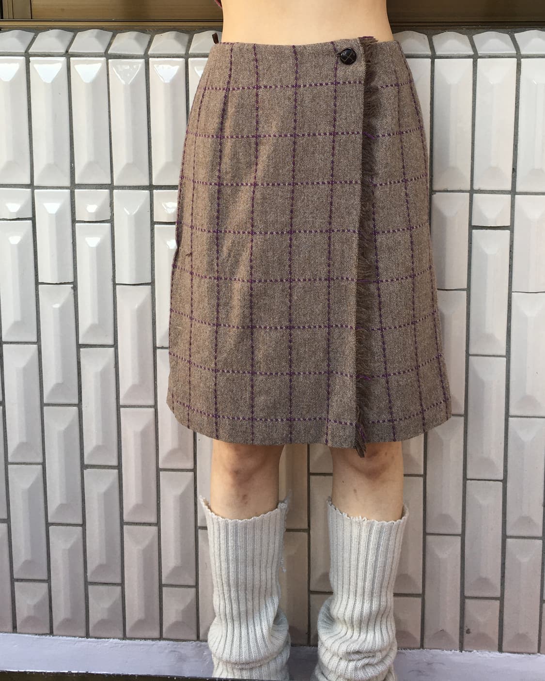 Fringe point check pattern wrap skirt 상품이미지4