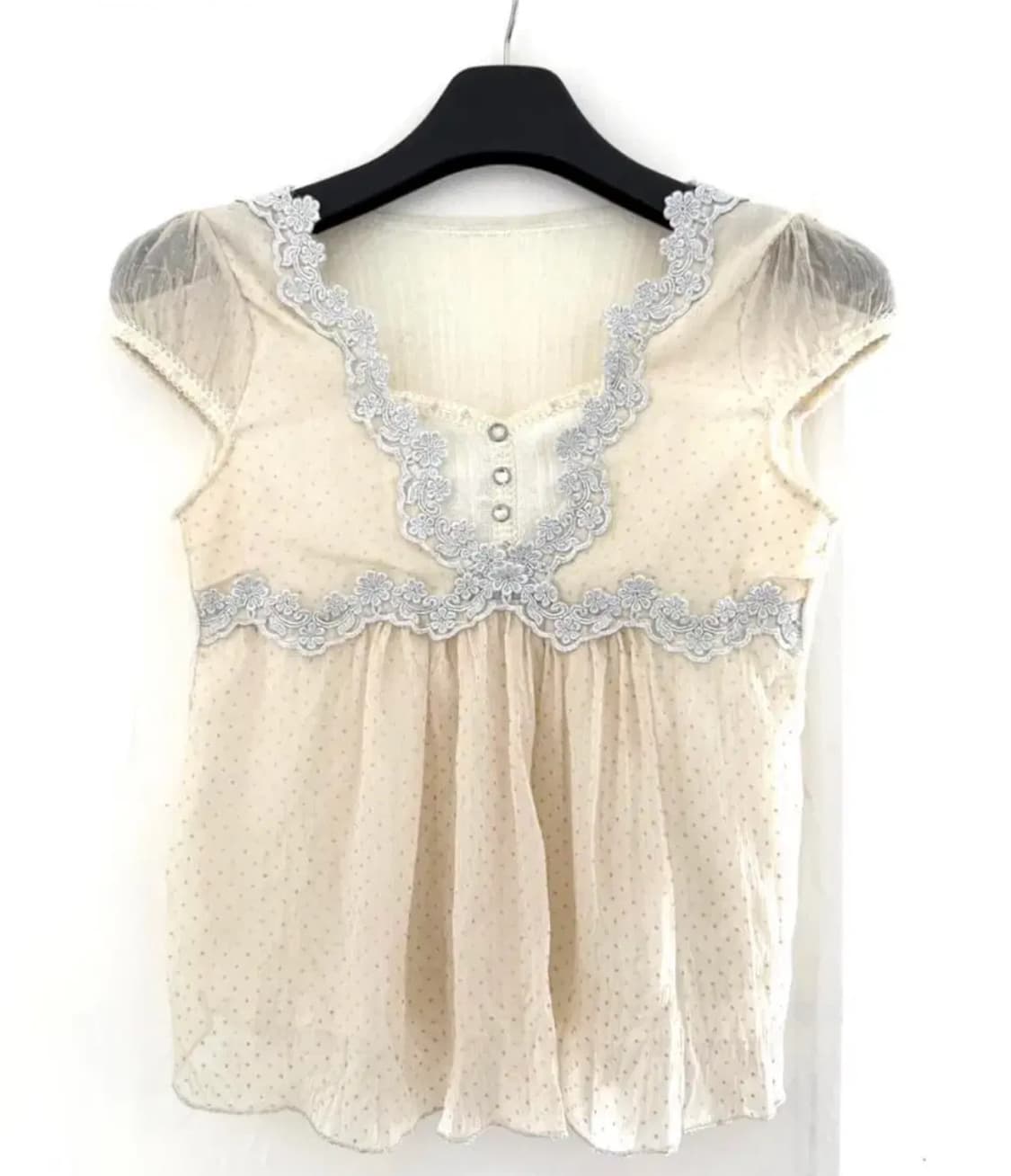 빈티지 밈 mim 반팔 레이어드 레이스 블라우스 페어리 갸루 상품이미지6