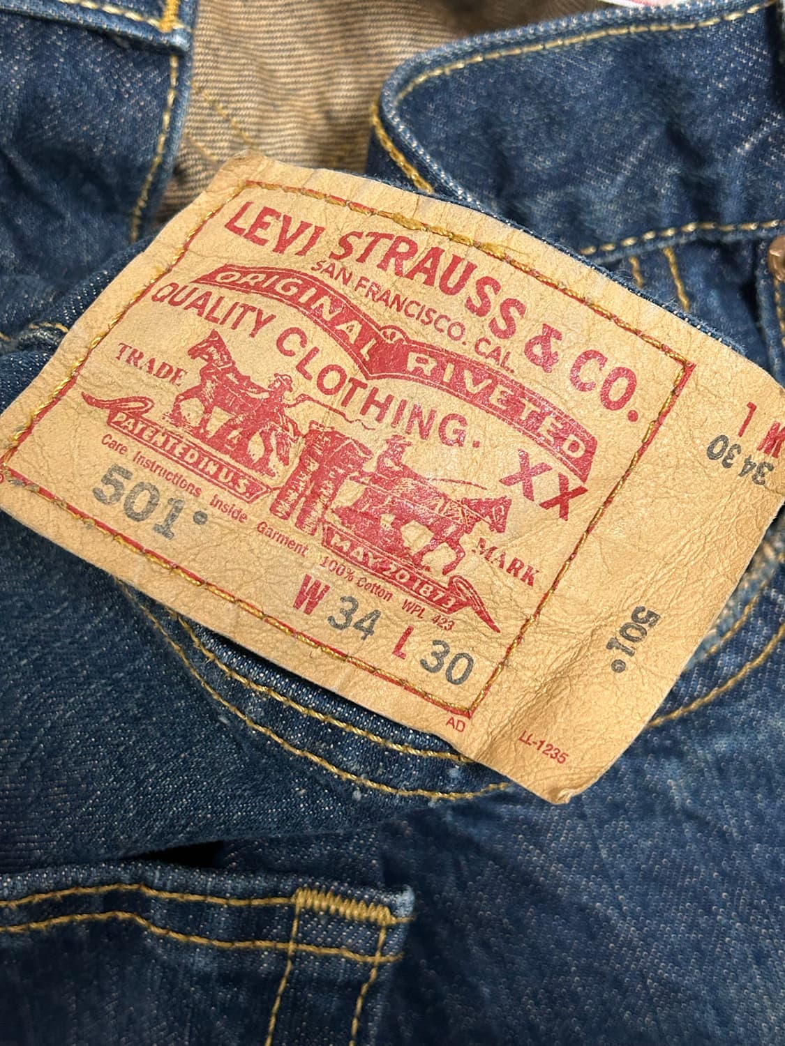 리바이스 00s 501xx 블랭크탭 데님팬츠 W34 L30 상품이미지7