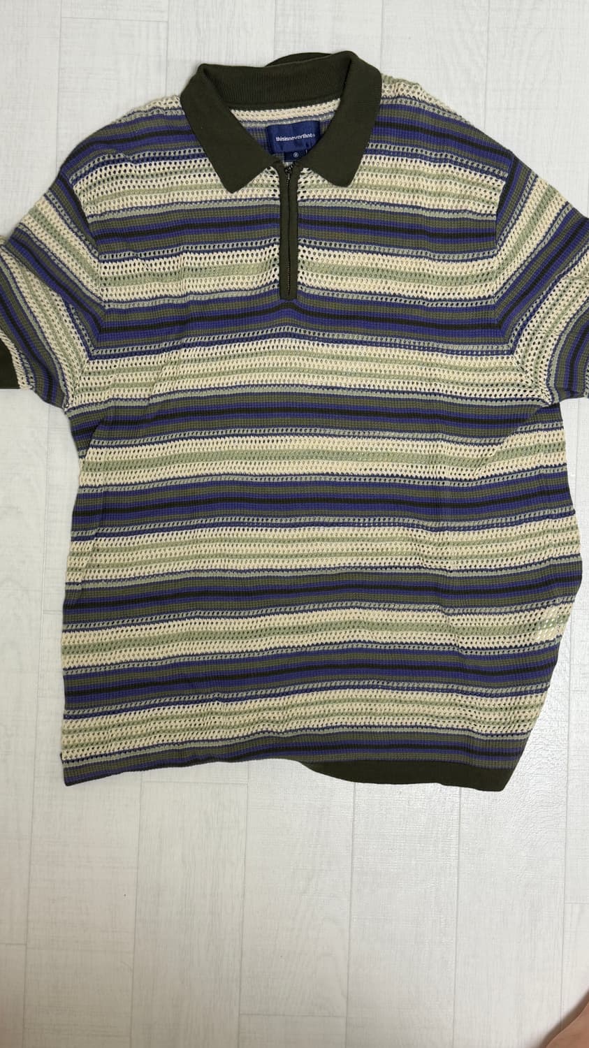 디내댓 Striped S/S Knit Polo Ivory 판매합니다 상품이미지2