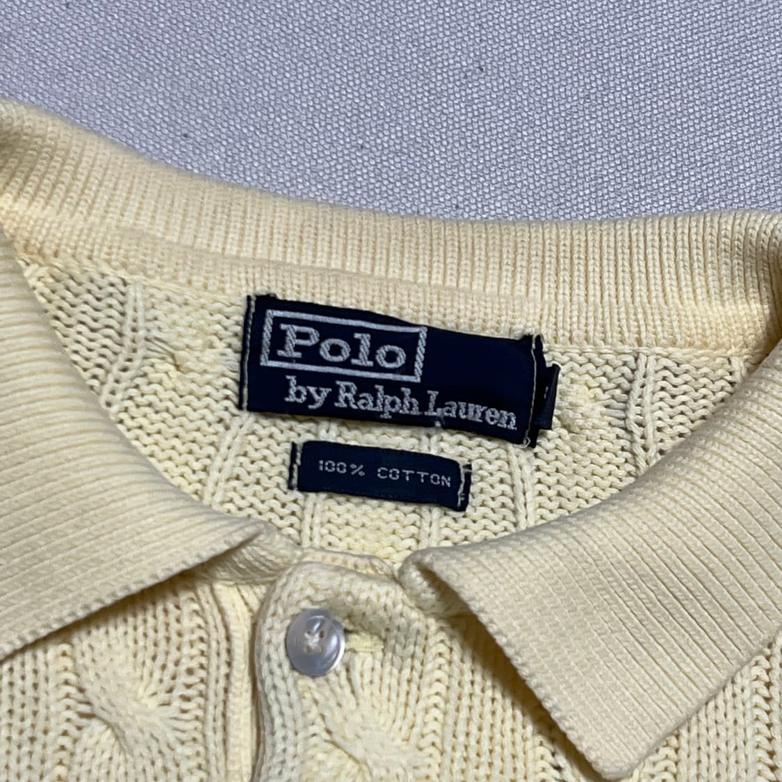 100 폴로랄프로렌 코튼 엘로우 케이블 카라 니트 상품이미지4