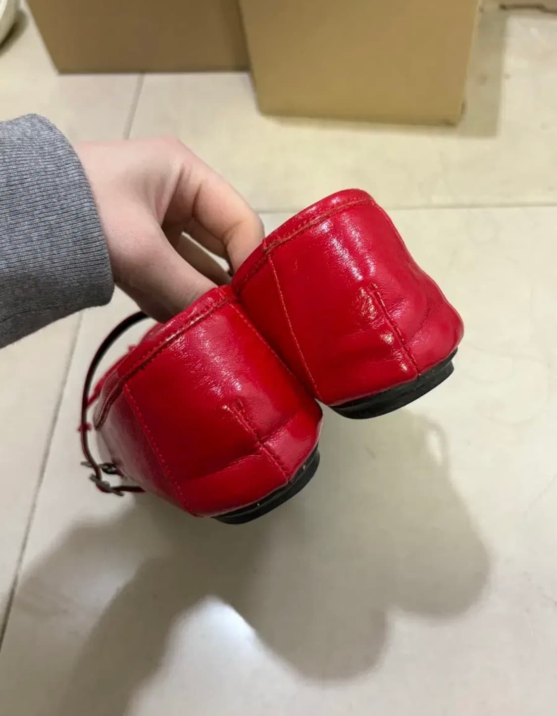 (수수료X)타크트로이메 줄리엣 스웨이드 스퀘어토 리본 플랫슈즈 발레코어 상품이미지3