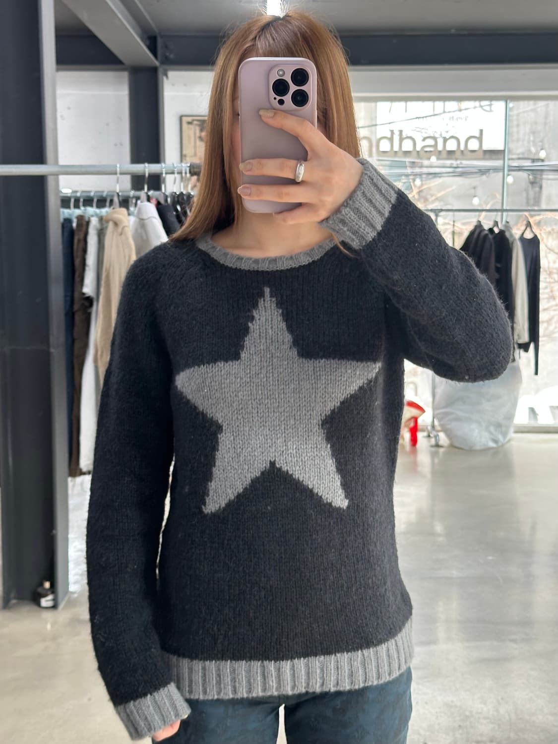 히스테릭글래머 스타 울 배색 니트 상품이미지1