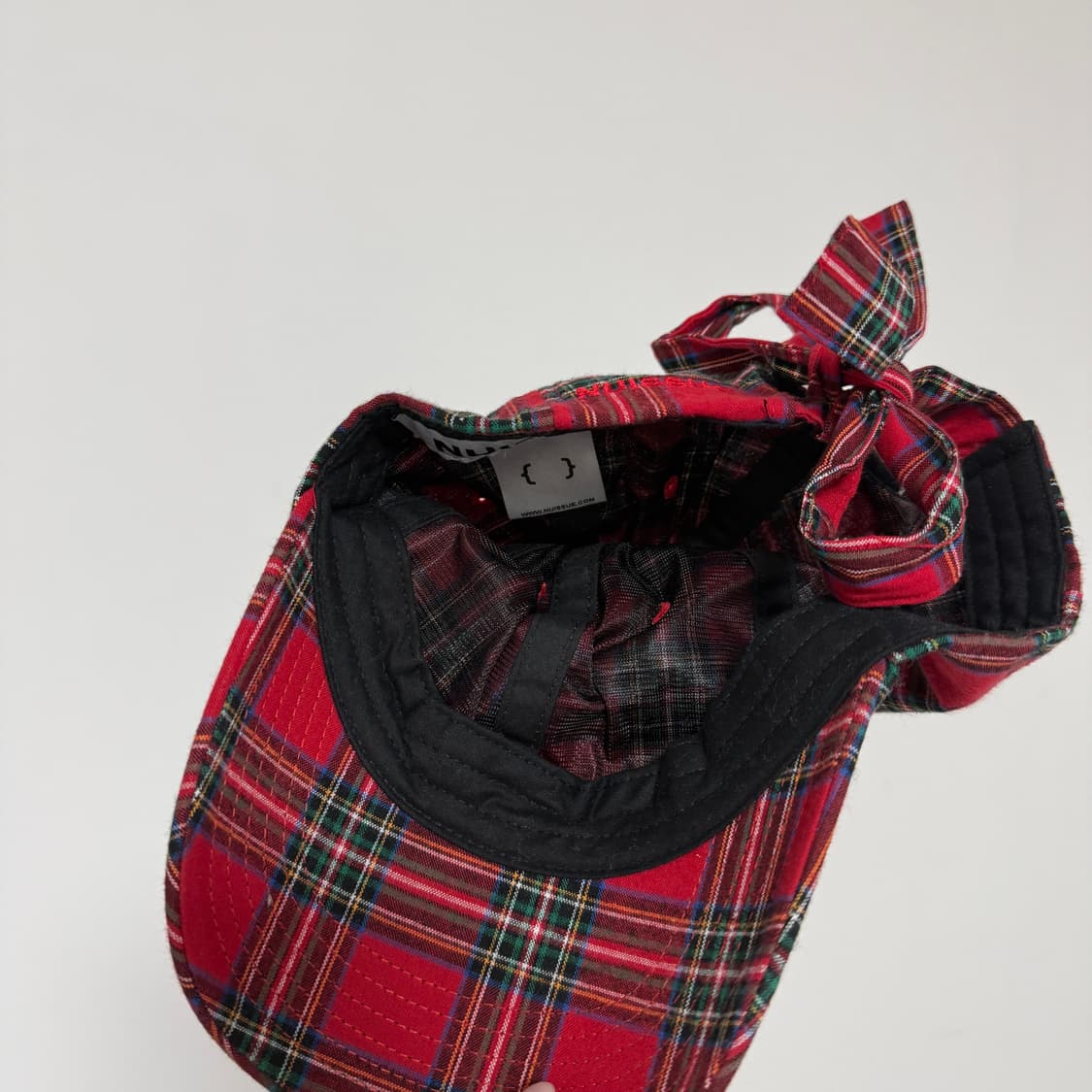 레드 체크 볼캡 + 리본디테일  상품이미지4