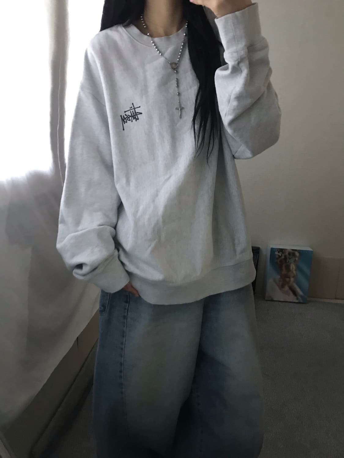 스투시 멜란지 빅로고 맨투맨 상품이미지2