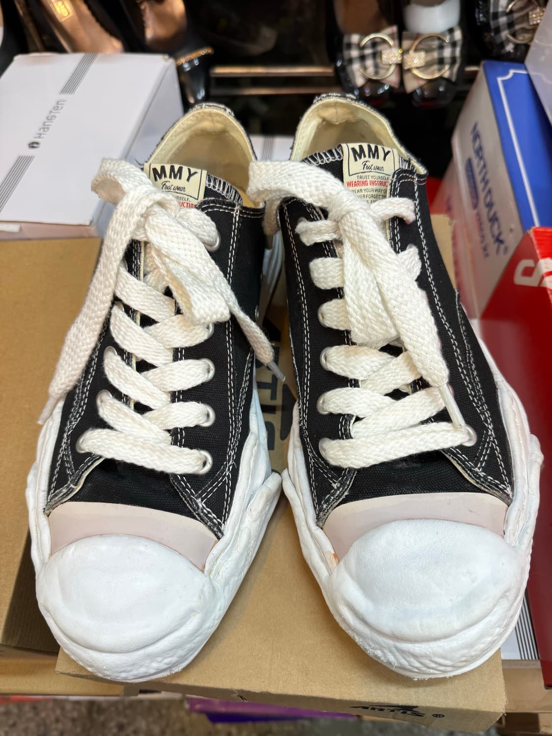 (44) 메종 미하라 야스히로 행크 OG 솔 캔버스 로우탑 스니커즈 블랙 상품이미지1