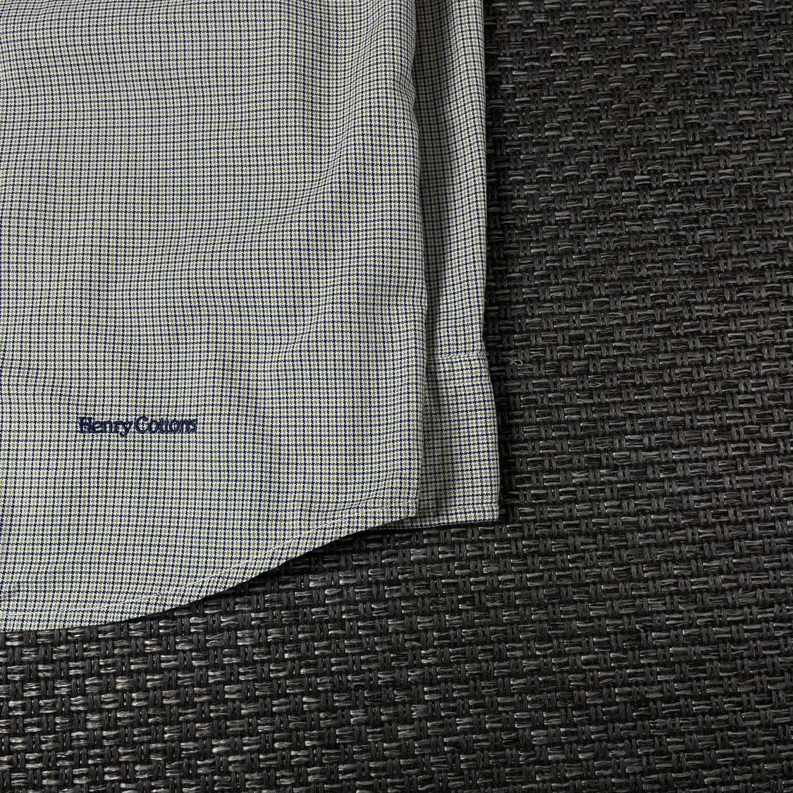 헨리코튼 연두 마이크로 체크 긴팔 셔츠 이탈리안 슬림핏 95 상품이미지5