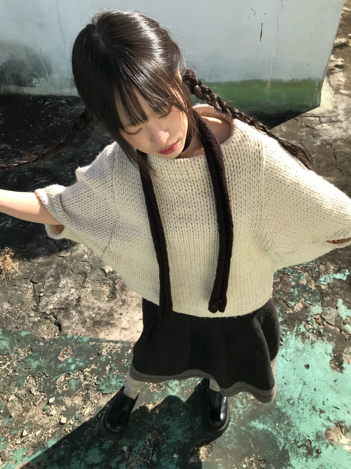 크림 니트 케이프 상품이미지7