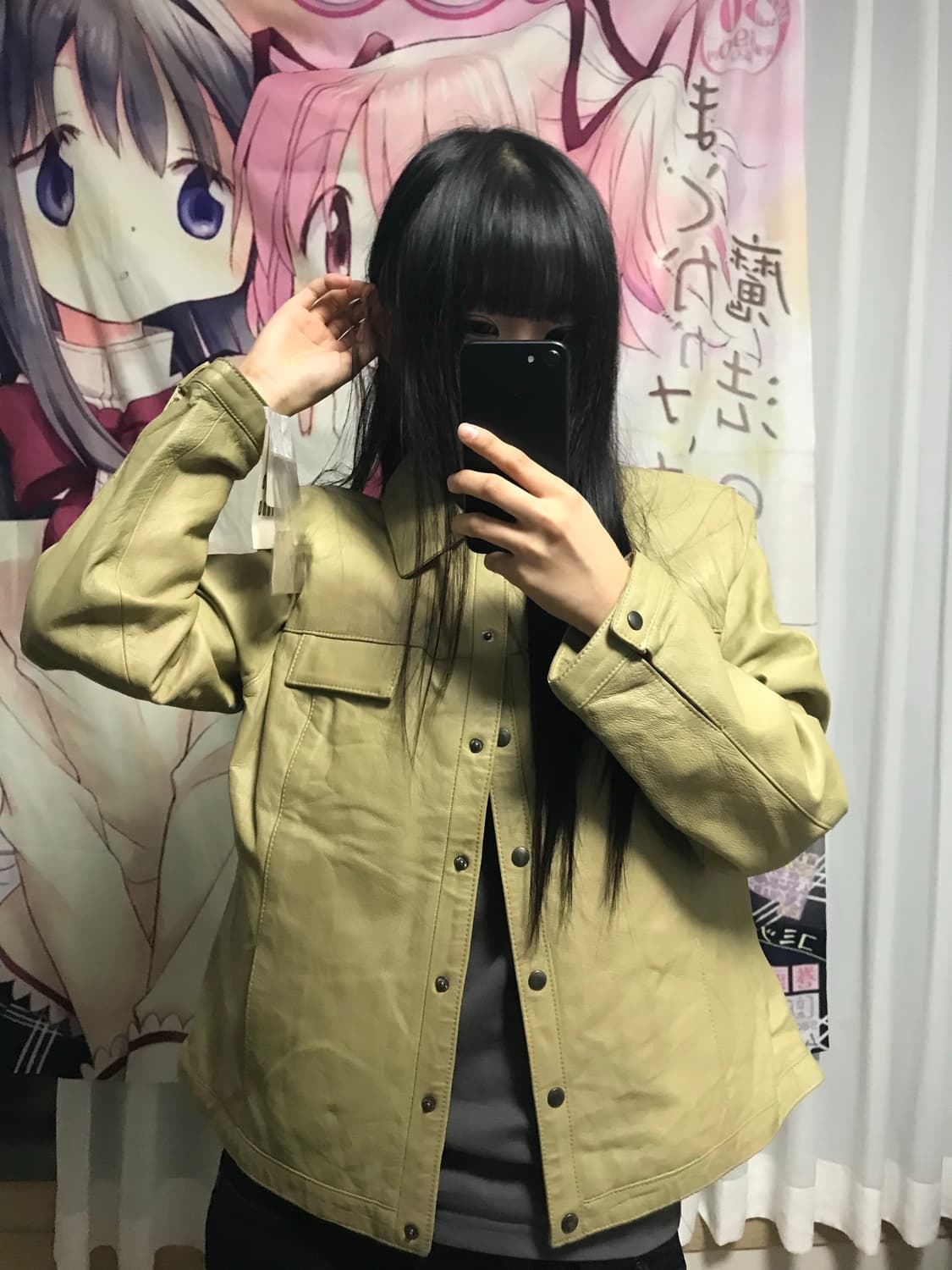 재패니즈 베이지 카라 레더자켓 상품이미지2