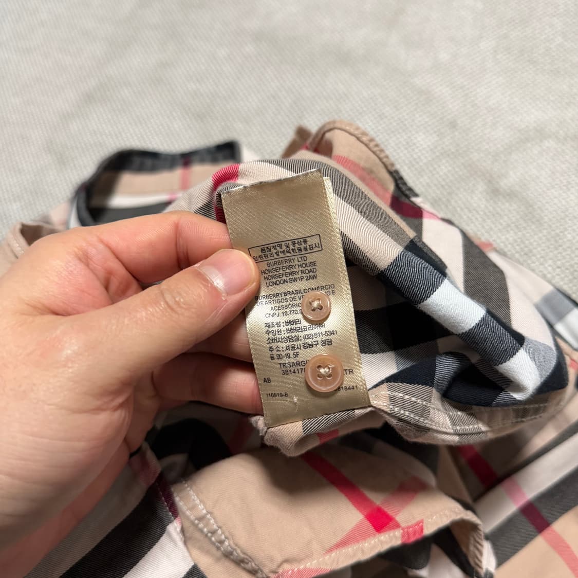 버버리 브라운 체크 코튼 셔츠 상품이미지5
