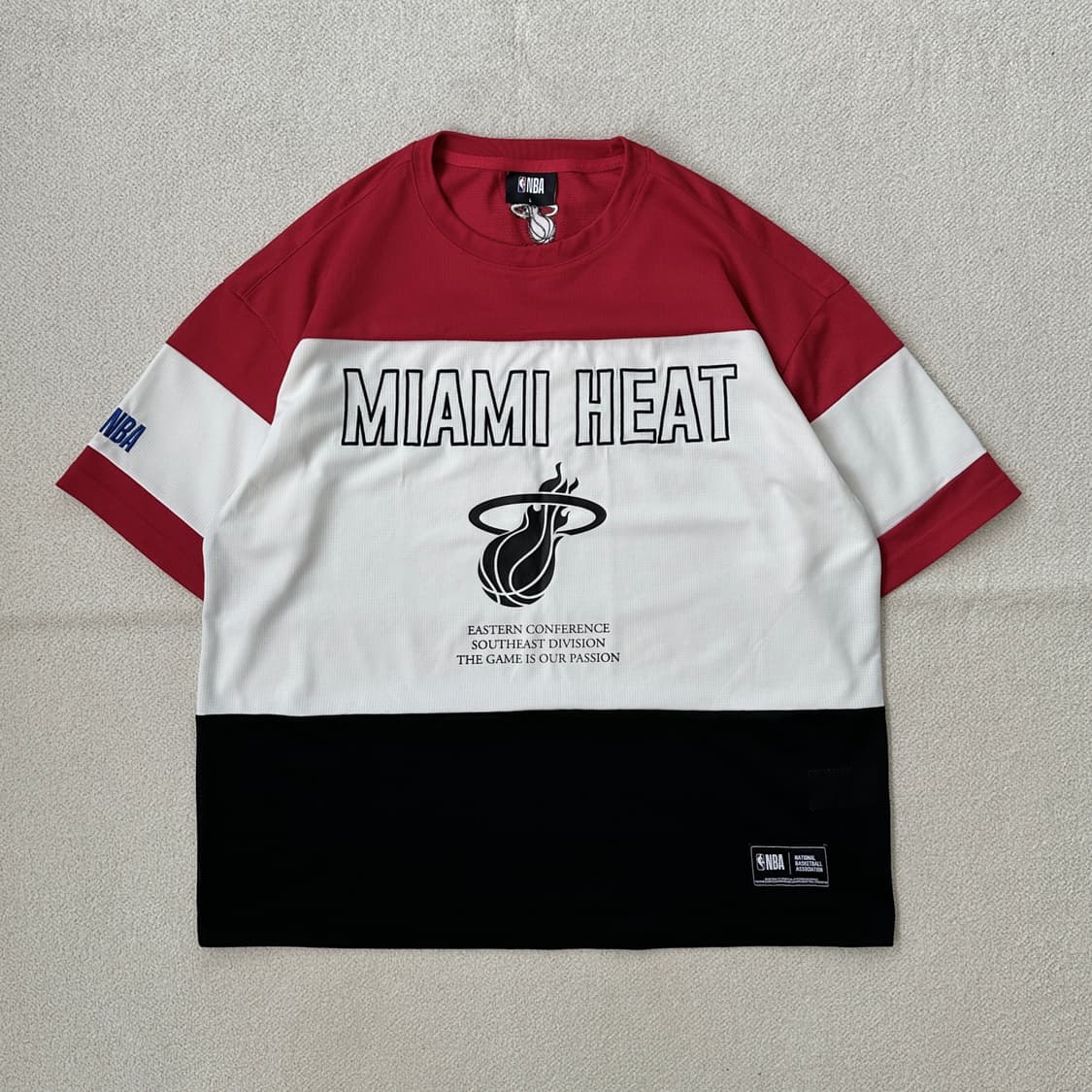 NBA 마이애미 히트 블록 오버핏 메쉬 티셔츠 상품이미지1