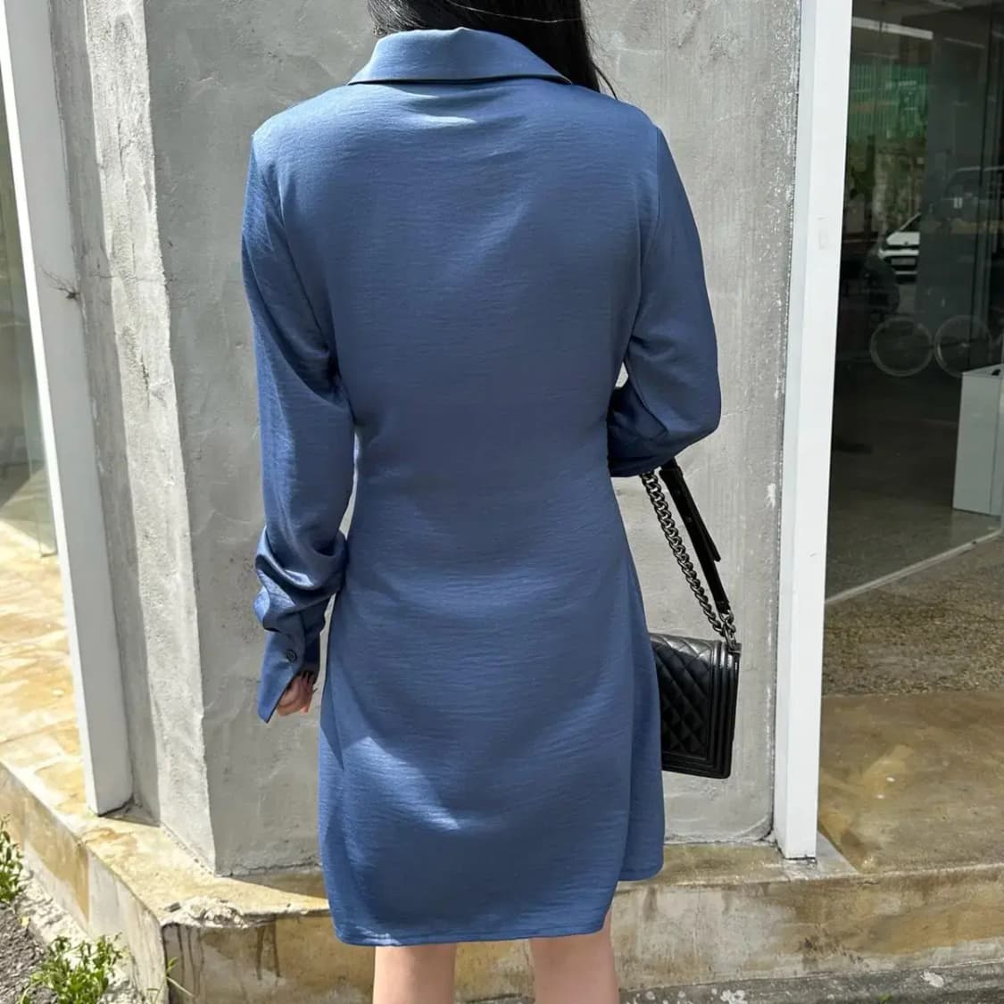 새틴 벨트 블라우스 원피스 셔츠원피스 상품이미지6