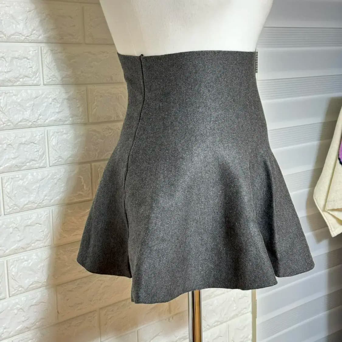 허리딱붙 a라인 니트 스커트 체크 스커트 밴딩스커트 상품이미지6