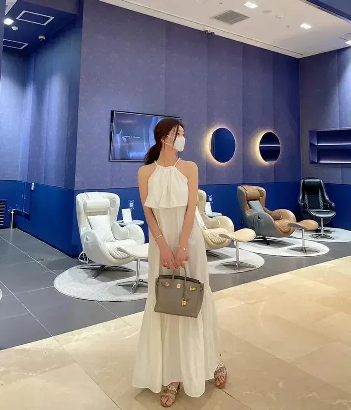 라피네 진주 홀터 롱 맥시 원피스 캉캉 상품이미지3