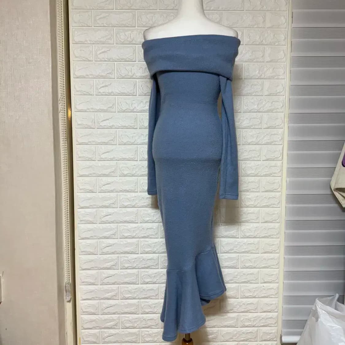 겉기모 오프숄더 롱 언발 원피스 상품이미지3