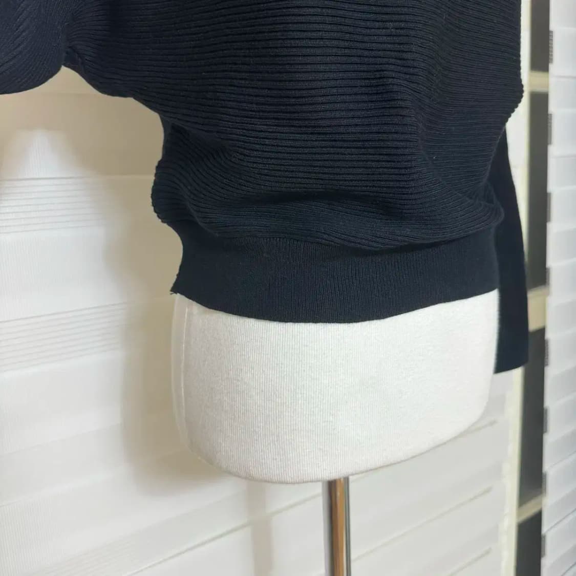 골지 투피스(입술넥 가오리핏 티셔츠+h라인 미니 스커트) 블랙 그레이 상품이미지8