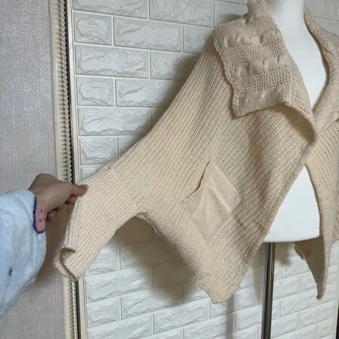 숄 가디건, 오버핏 가오리핏 니트 가디건 상품이미지2