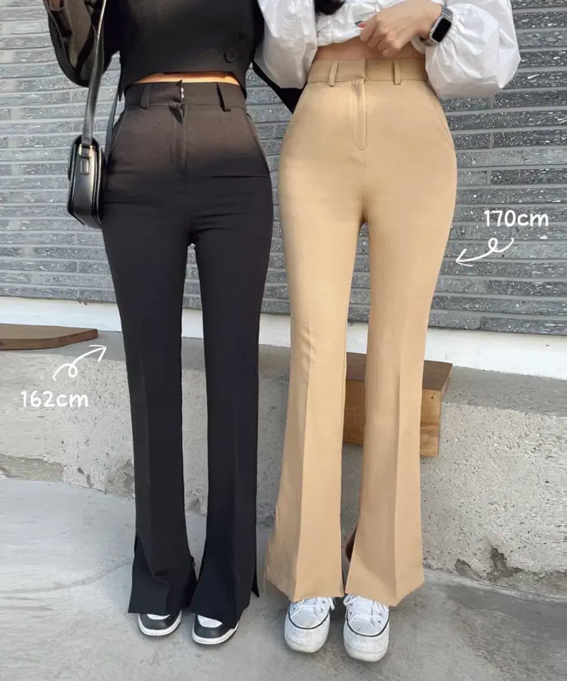 하이웨스트 트임 롱 부츠컷 슬랙스 베이지s 상품이미지1