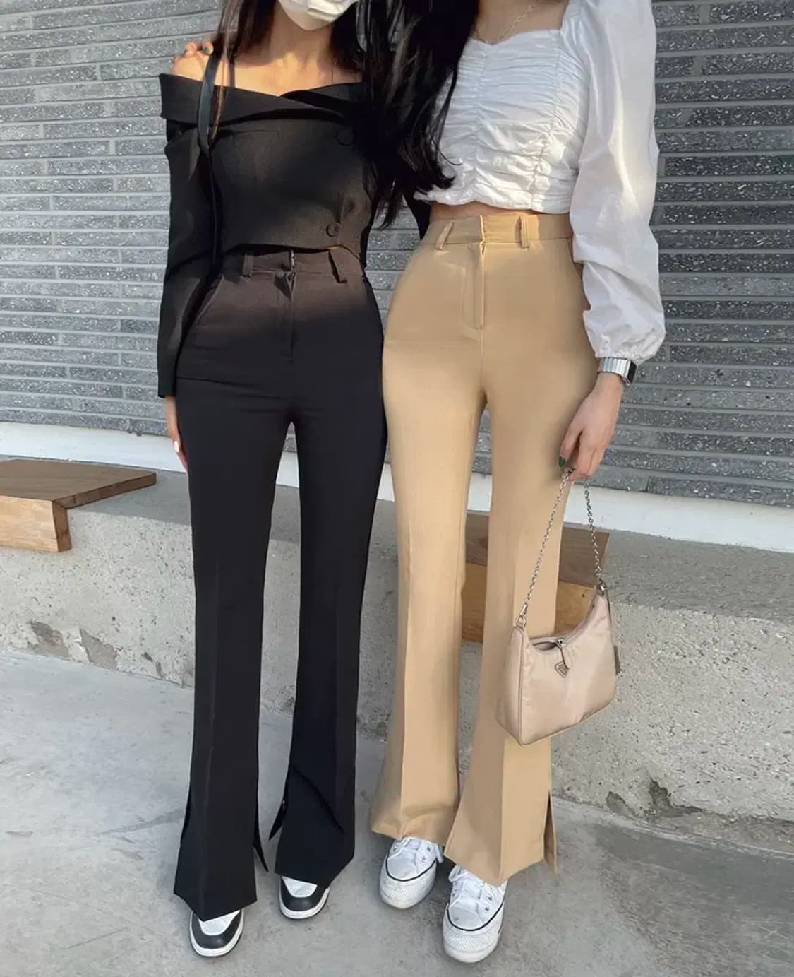 하이웨스트 트임 롱 부츠컷 슬랙스 베이지s 상품이미지3