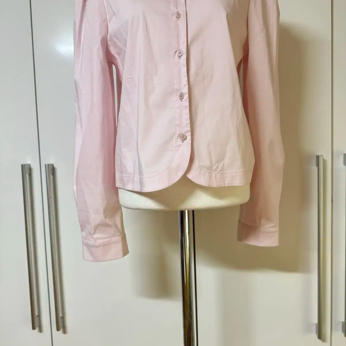 오버핏 퍼프 카라 긴팔 블라우스 연핑크 딸기우유색 상품이미지8