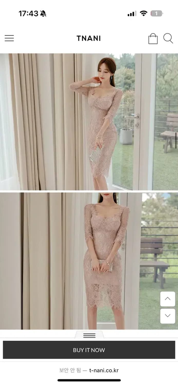 티나니 레이스 미디 원피스 베이지 고급 파티룩 상품이미지3