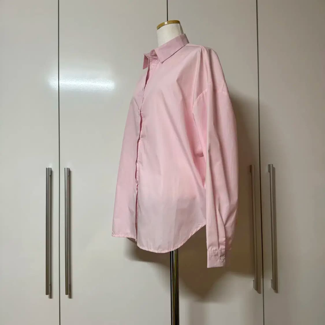 가오리핏 오버핏 핑크 셔츠 블라우스 딸기우유색 상품이미지2