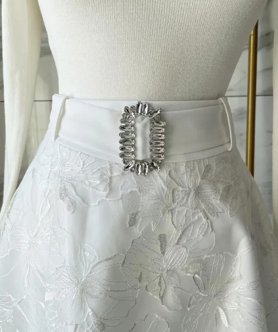 큐빅 벨트 a라인 레이스 미니 스커트 상품이미지2