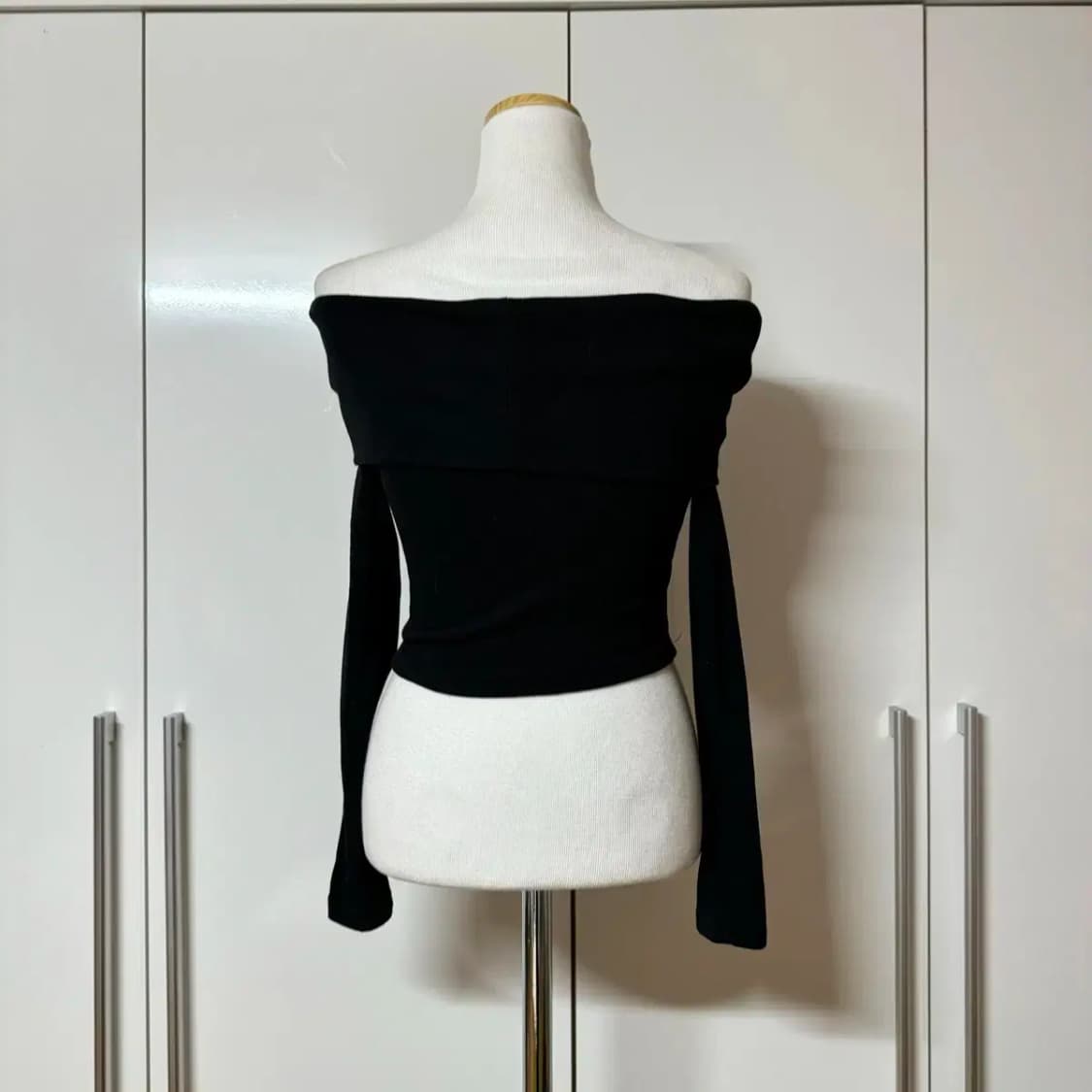 크롭 스트링 오프숄더 긴팔 티셔츠 상품이미지4