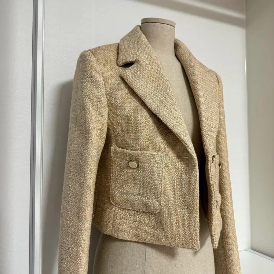 트위드 크롭 베이지 자켓 상품이미지2