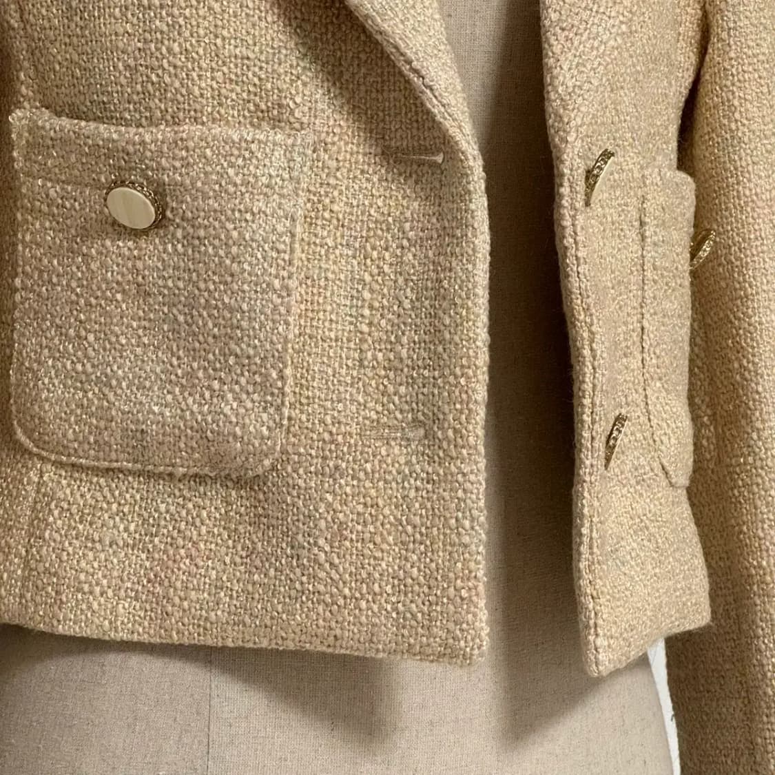 트위드 크롭 베이지 자켓 상품이미지3