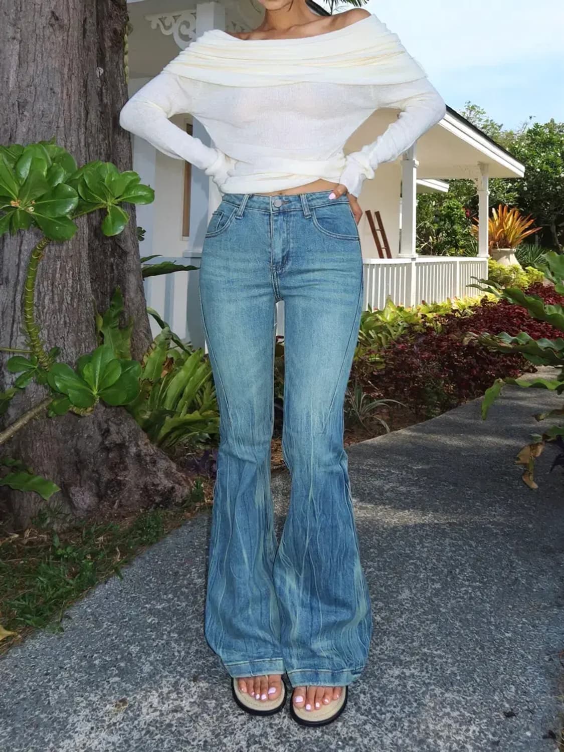 워싱 롱 부츠컷 청바지 s(26-7) 상품이미지1