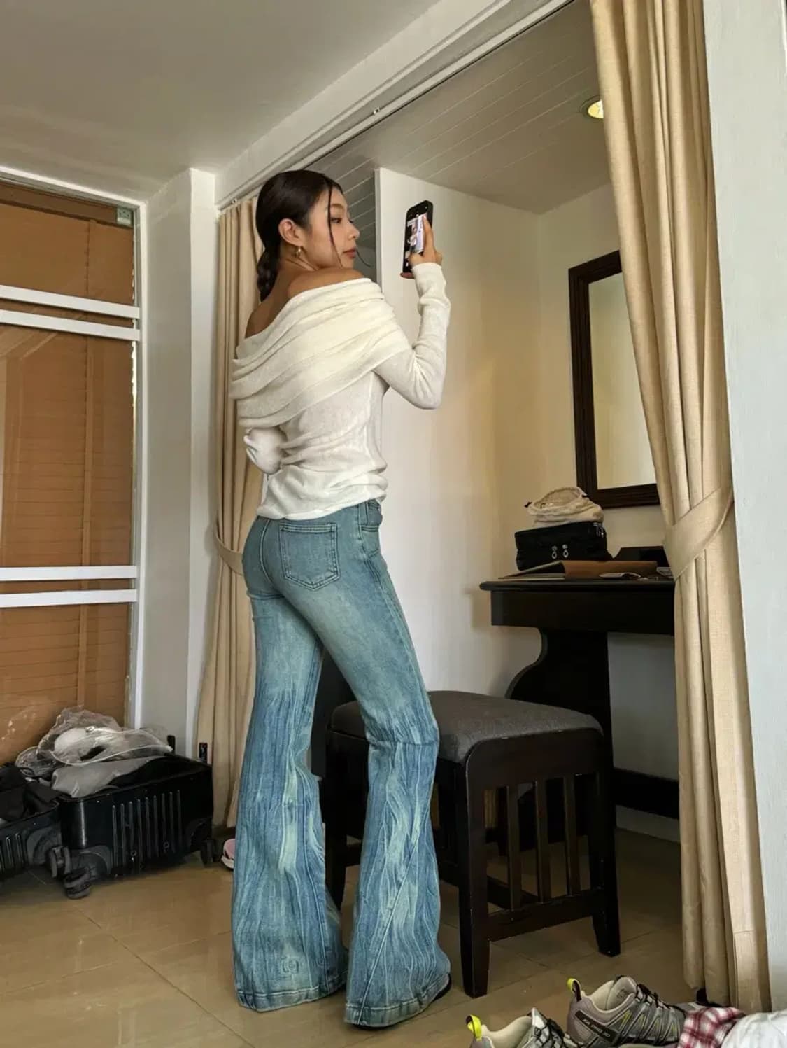 워싱 롱 부츠컷 청바지 s(26-7) 상품이미지4