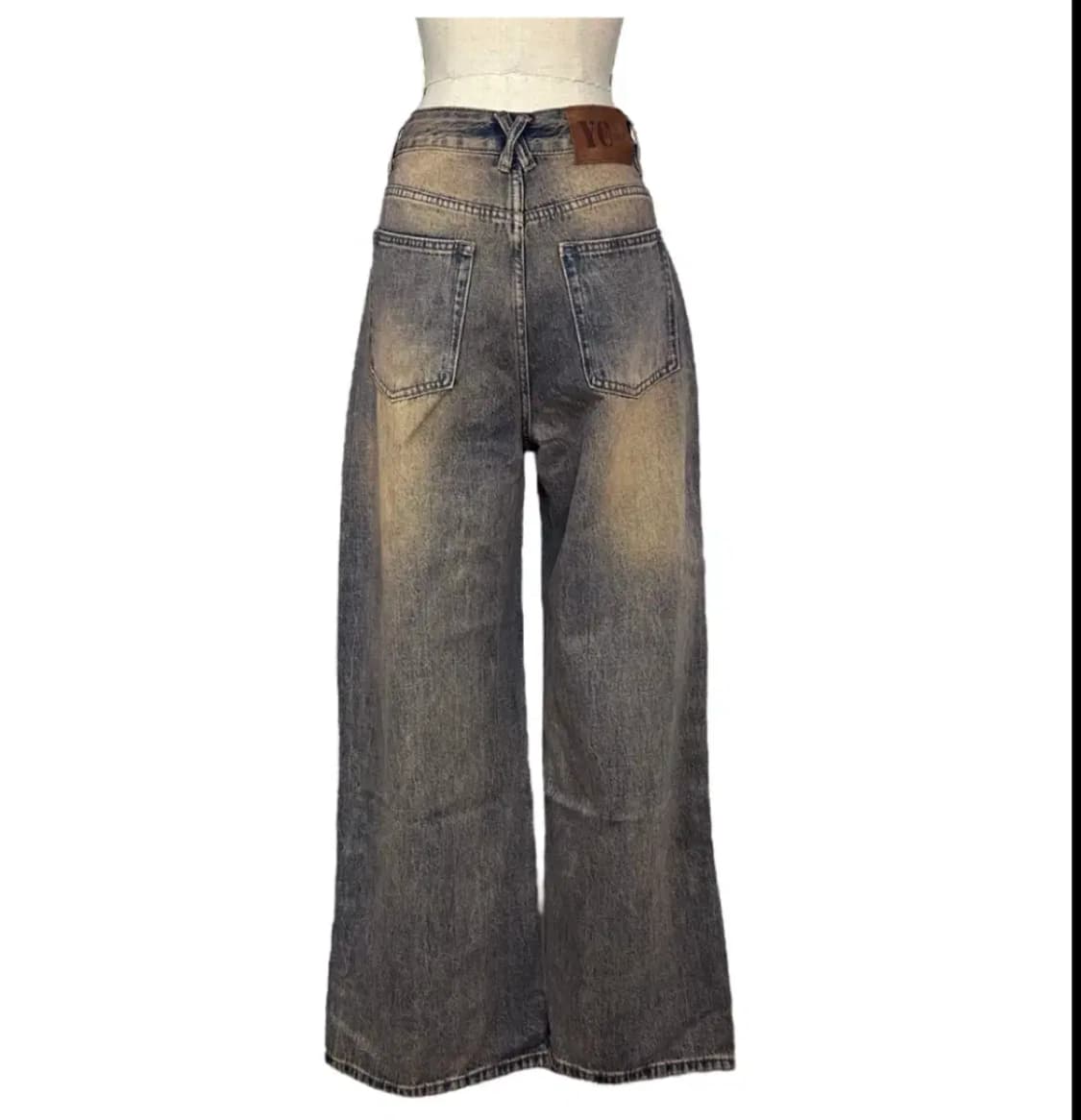 워싱 데님 와이드 팬츠 끈바지 스트링 청바지 상품이미지2