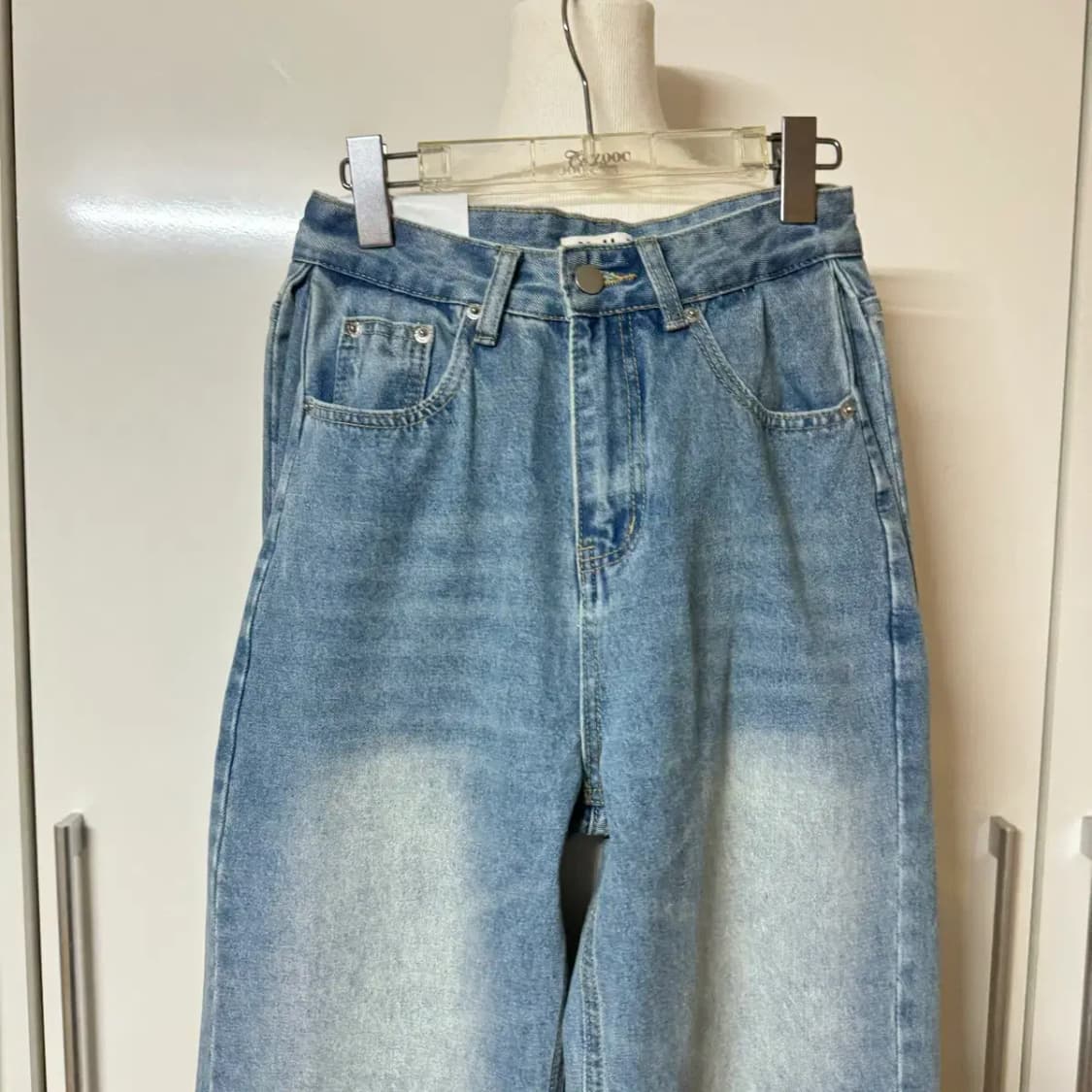 x사이드 핀턱 워싱 와이드 청바지 데님 팬츠 택있음 상품이미지3