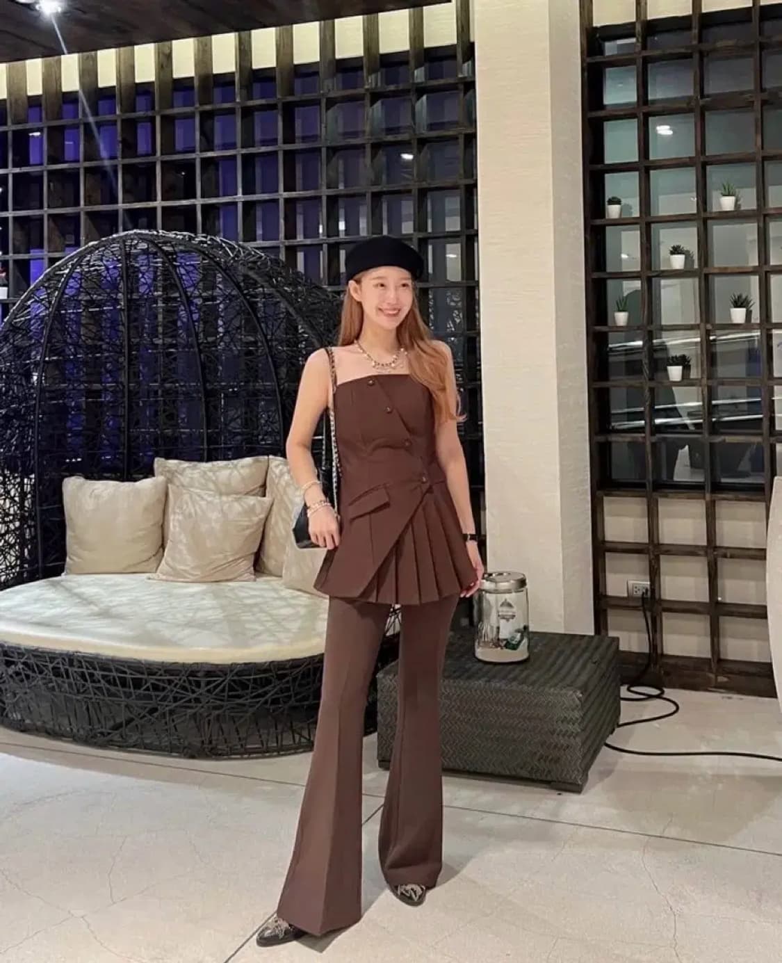 에스나인 물결 부츠컷 롱 슬랙스 브라운 m 상품이미지3