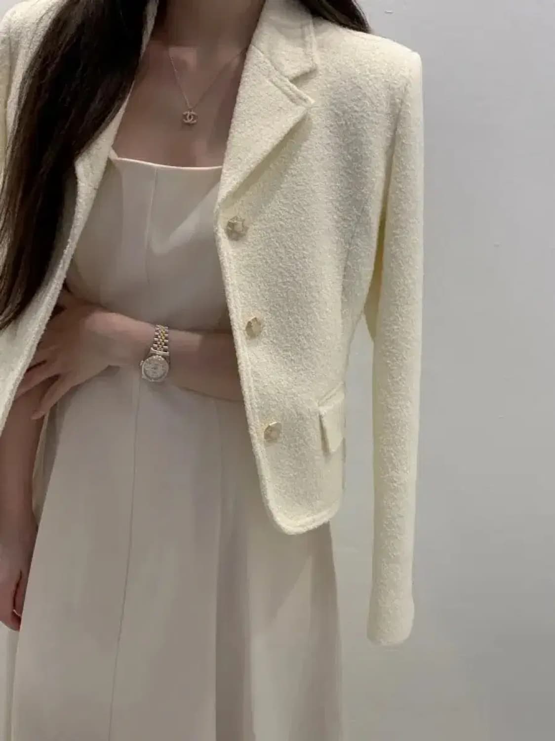 울 트위드 자켓 아이보리 13만원대 고퀄 상품이미지5