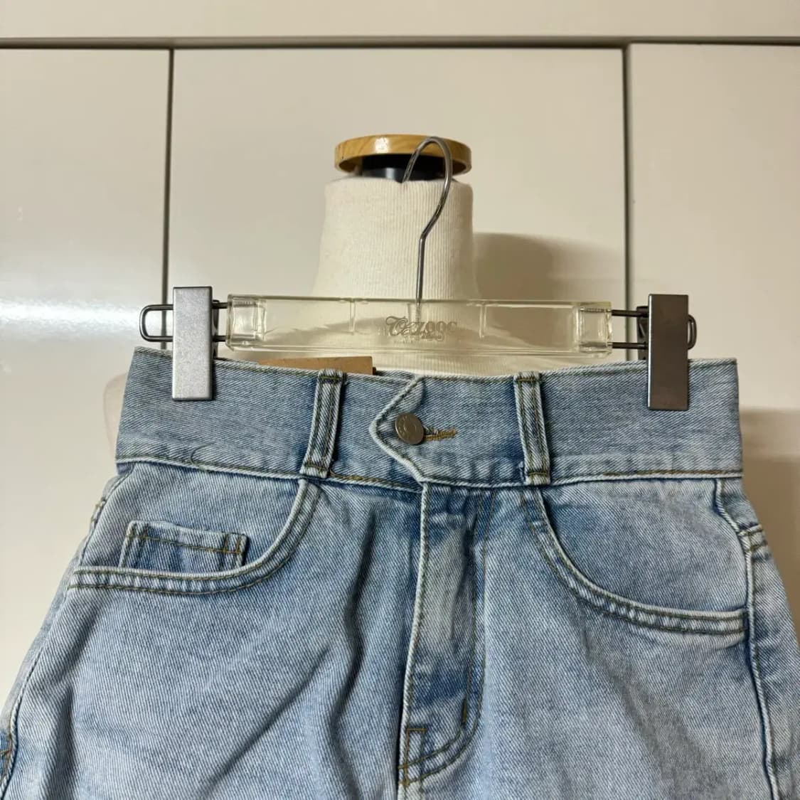 택ㅇ)허리쏙 포크레인진 청반바지 핫팬츠 데님 숏팬츠 하이웨스트 상품이미지4