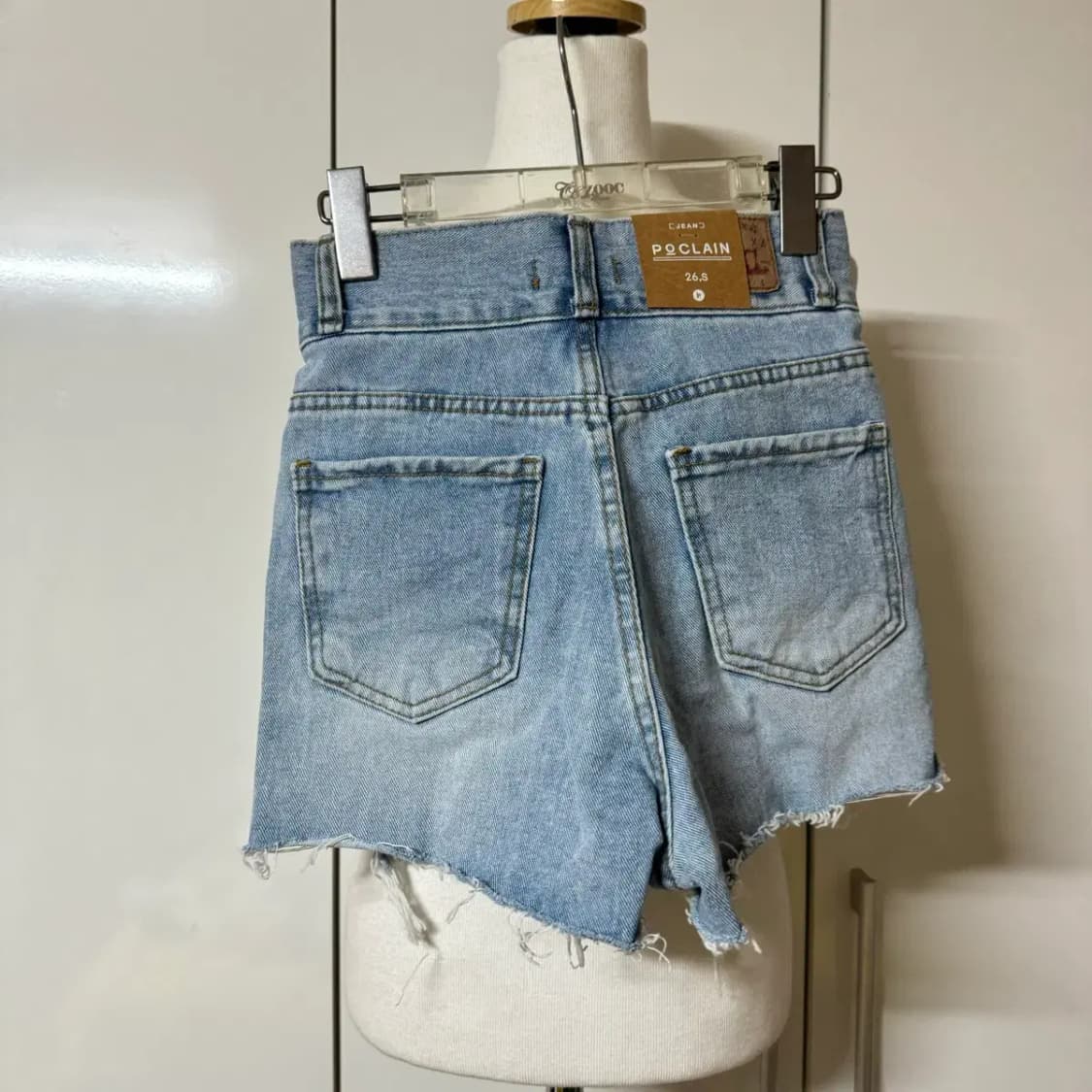 택ㅇ)허리쏙 포크레인진 청반바지 핫팬츠 데님 숏팬츠 하이웨스트 상품이미지5