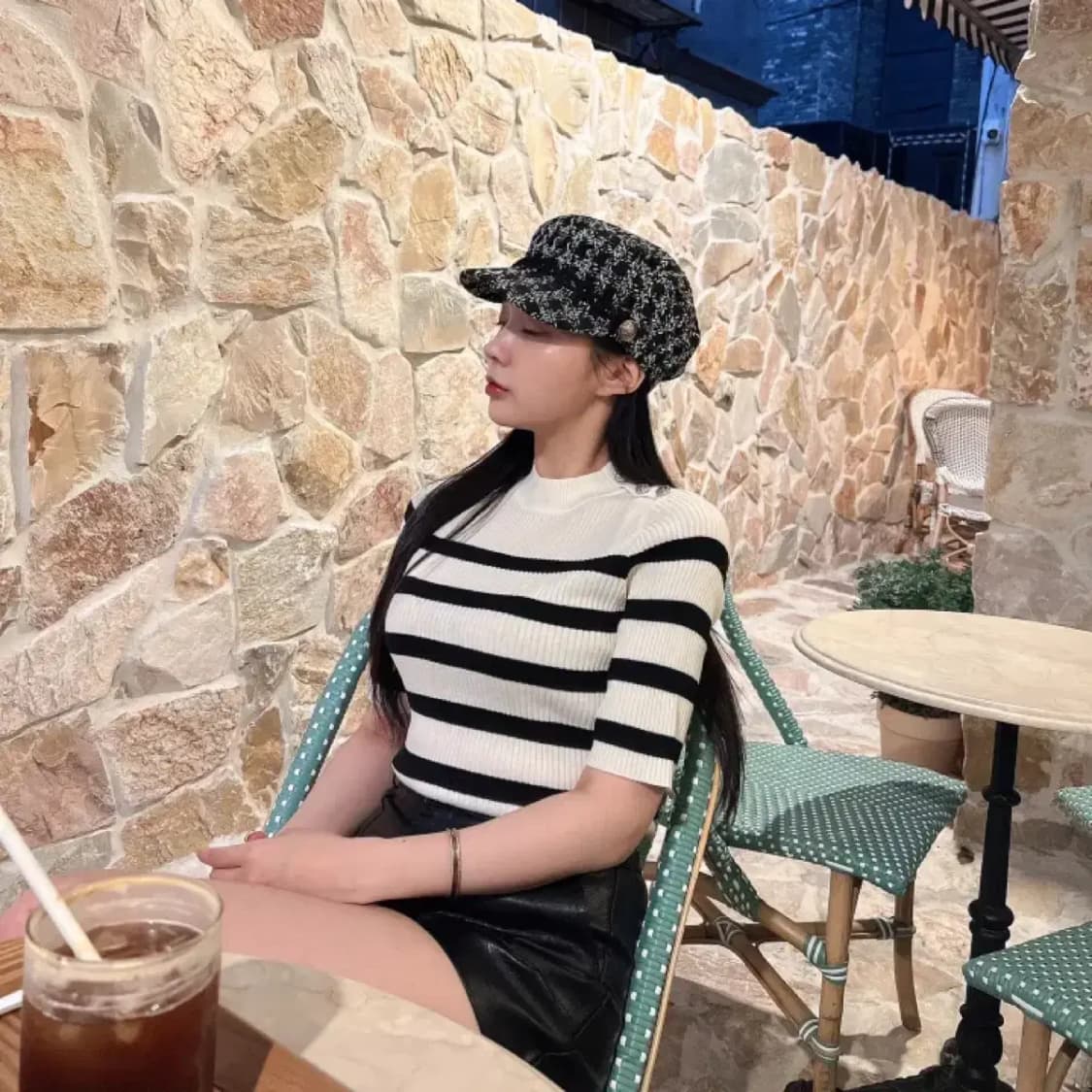 트위드 체크 헌팅캡 모자 상품이미지3