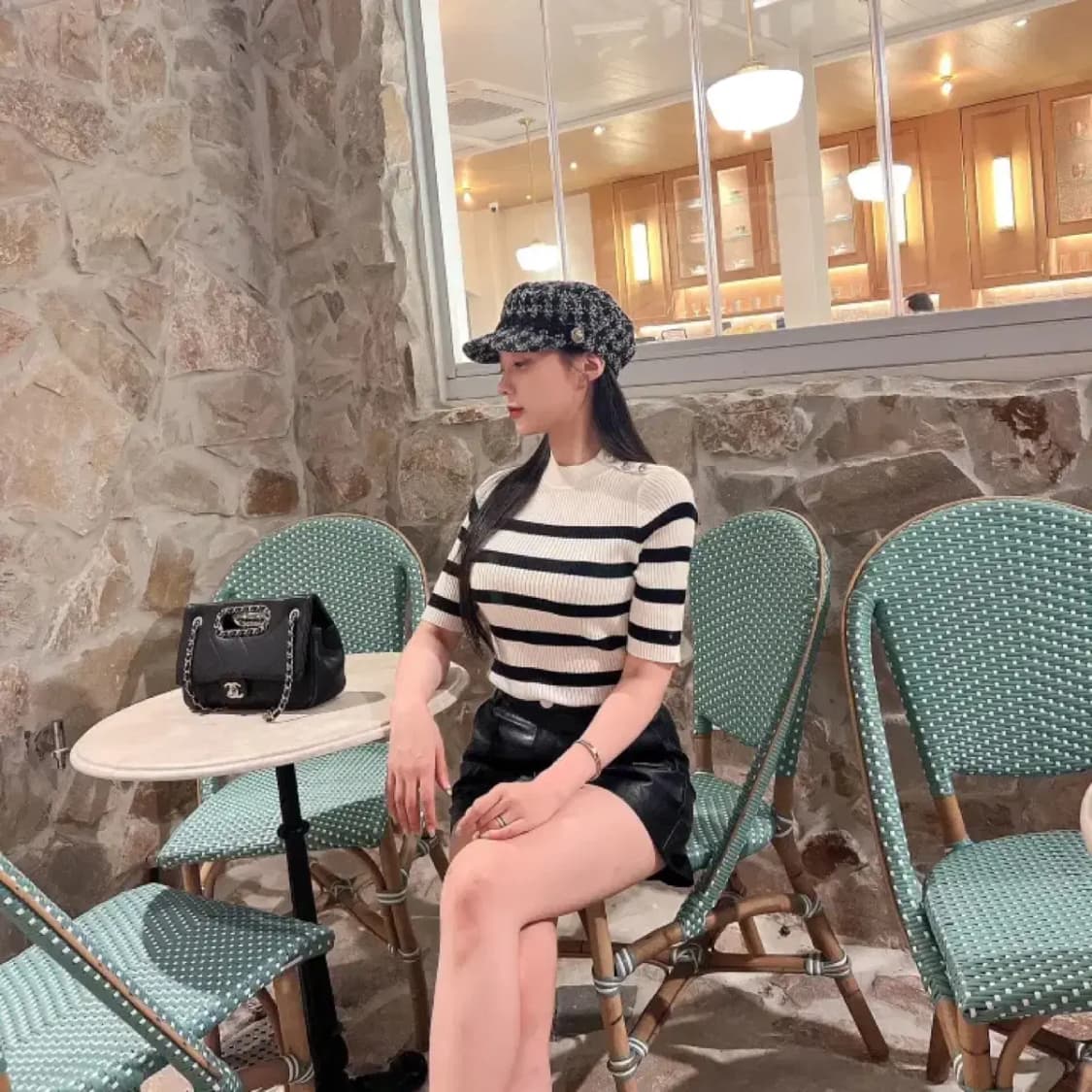 트위드 체크 헌팅캡 모자 상품이미지4