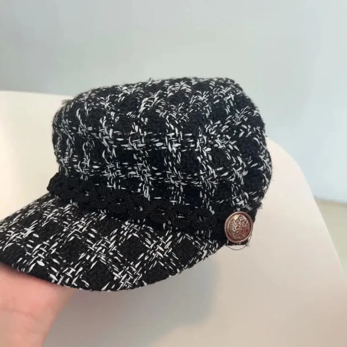 트위드 체크 헌팅캡 모자 상품이미지8