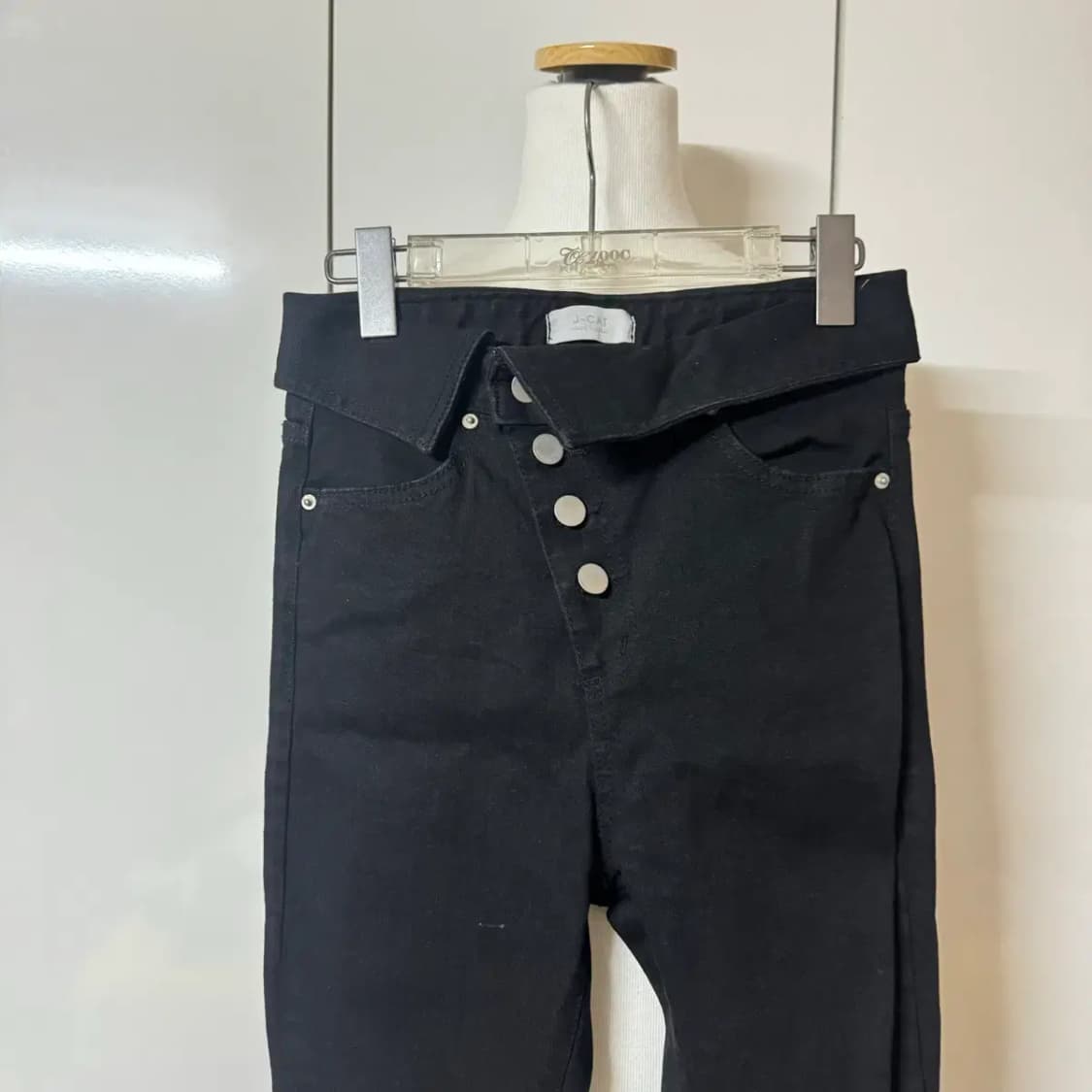 제이캣 카라 사선 단추 스키니진 s 흑청 데님 상품이미지2