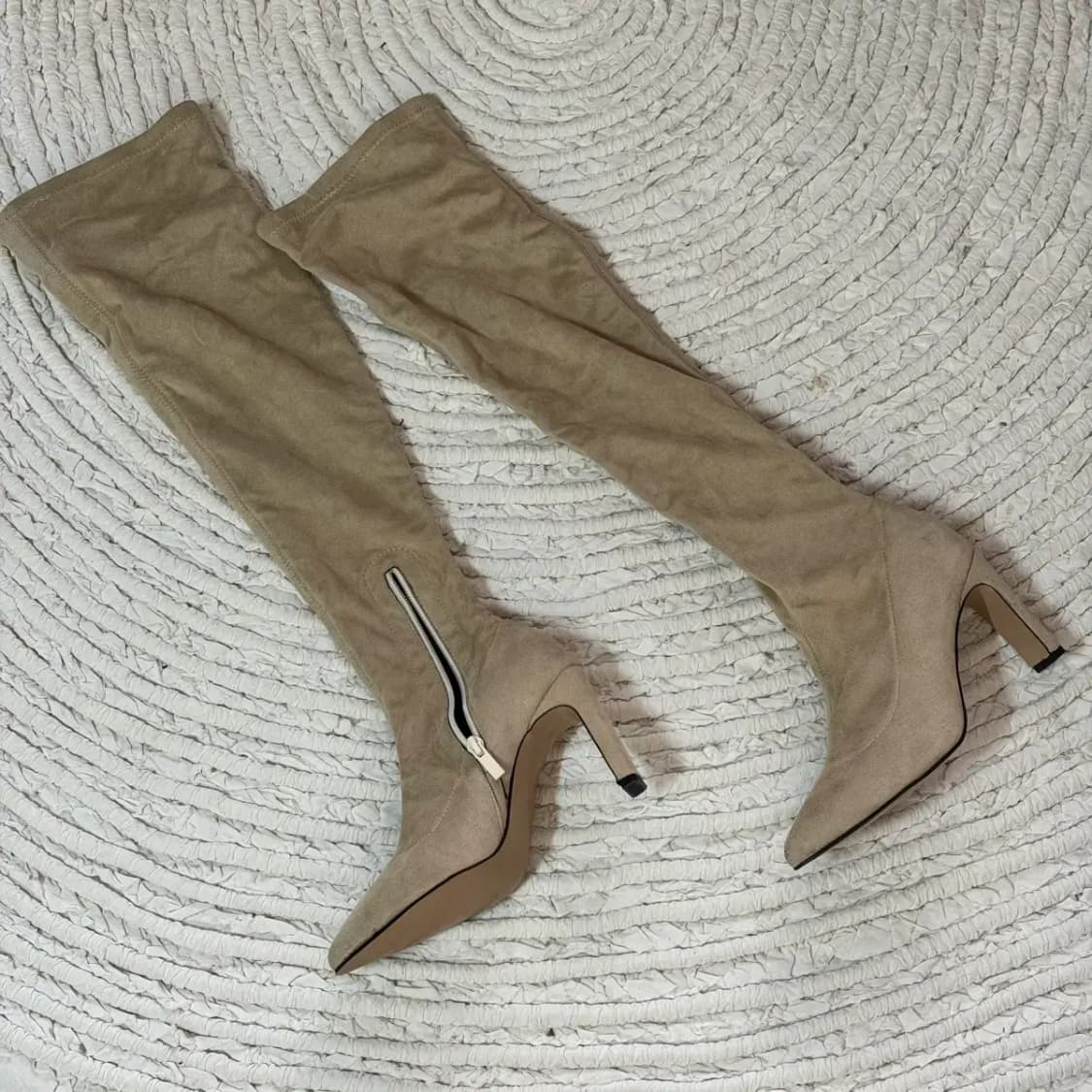 싸이하이 니하이 롱부츠 스웨이드 베이지색 힐 9cm 230 상품이미지1