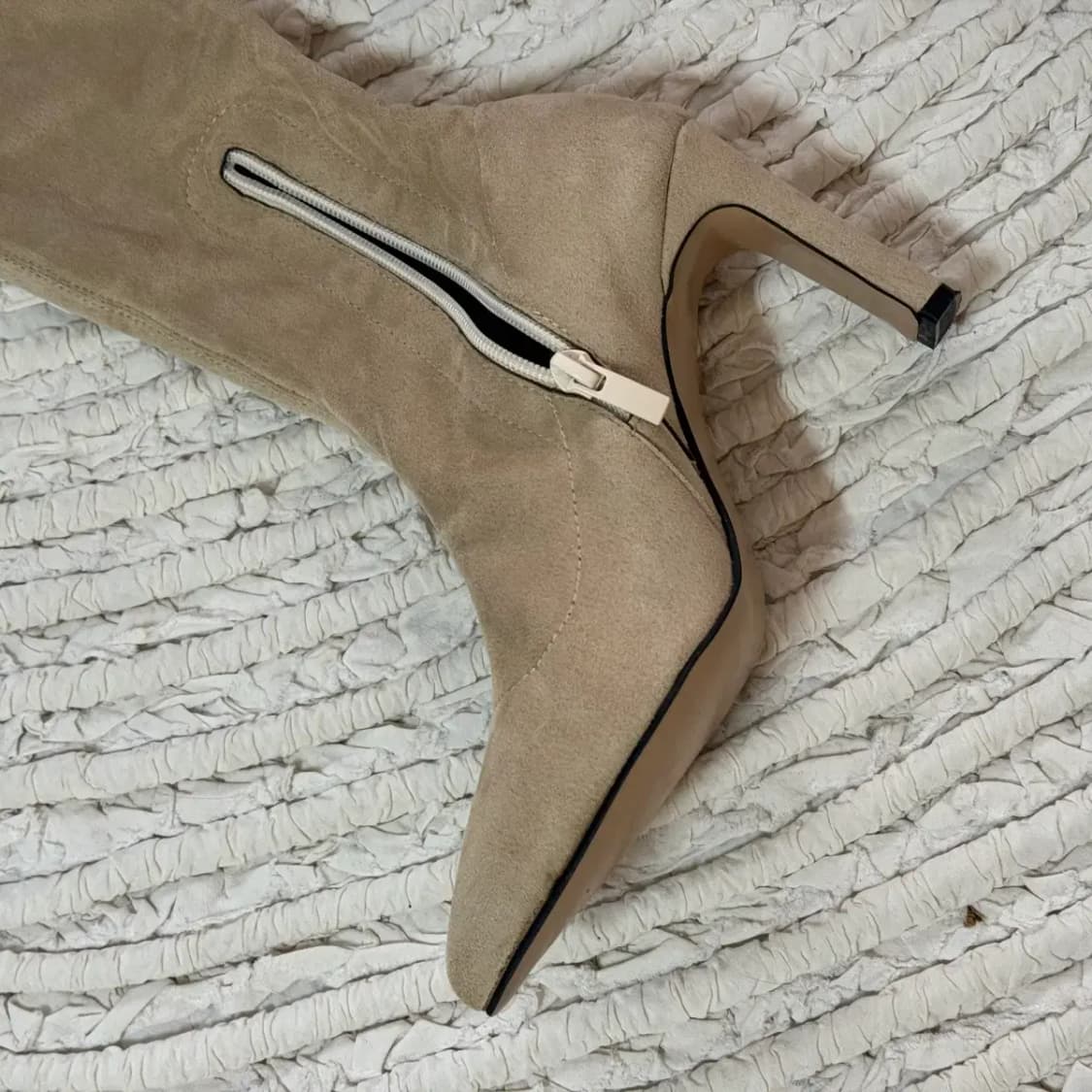 싸이하이 니하이 롱부츠 스웨이드 베이지색 힐 9cm 230 상품이미지2