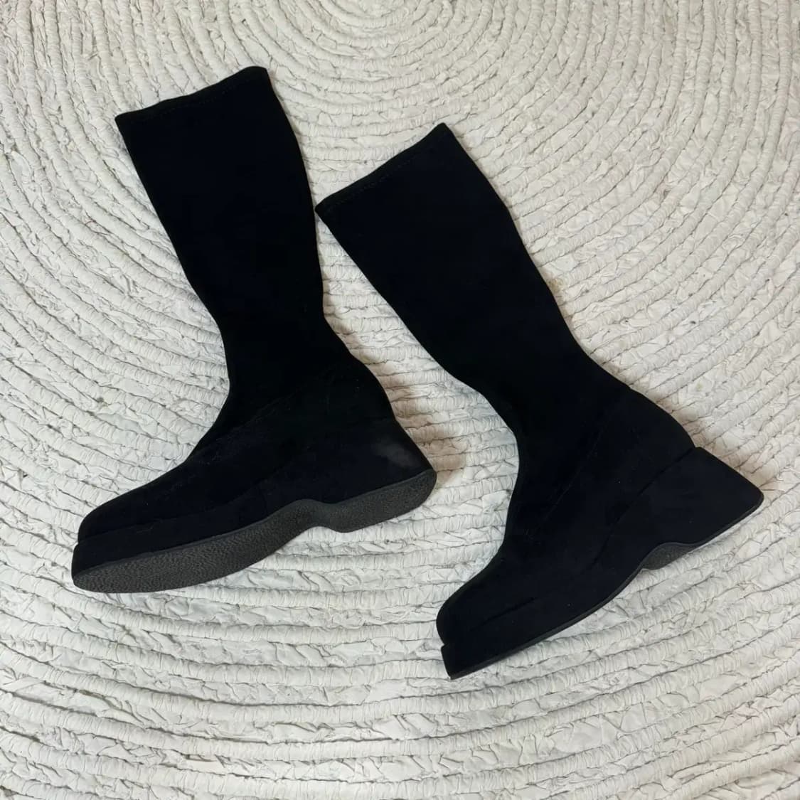 블랙 스웨이드 롱부츠 통굽235 상품이미지1