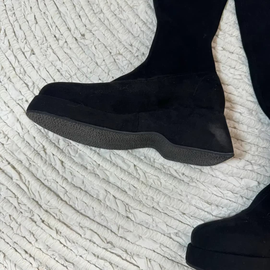 블랙 스웨이드 롱부츠 통굽235 상품이미지3